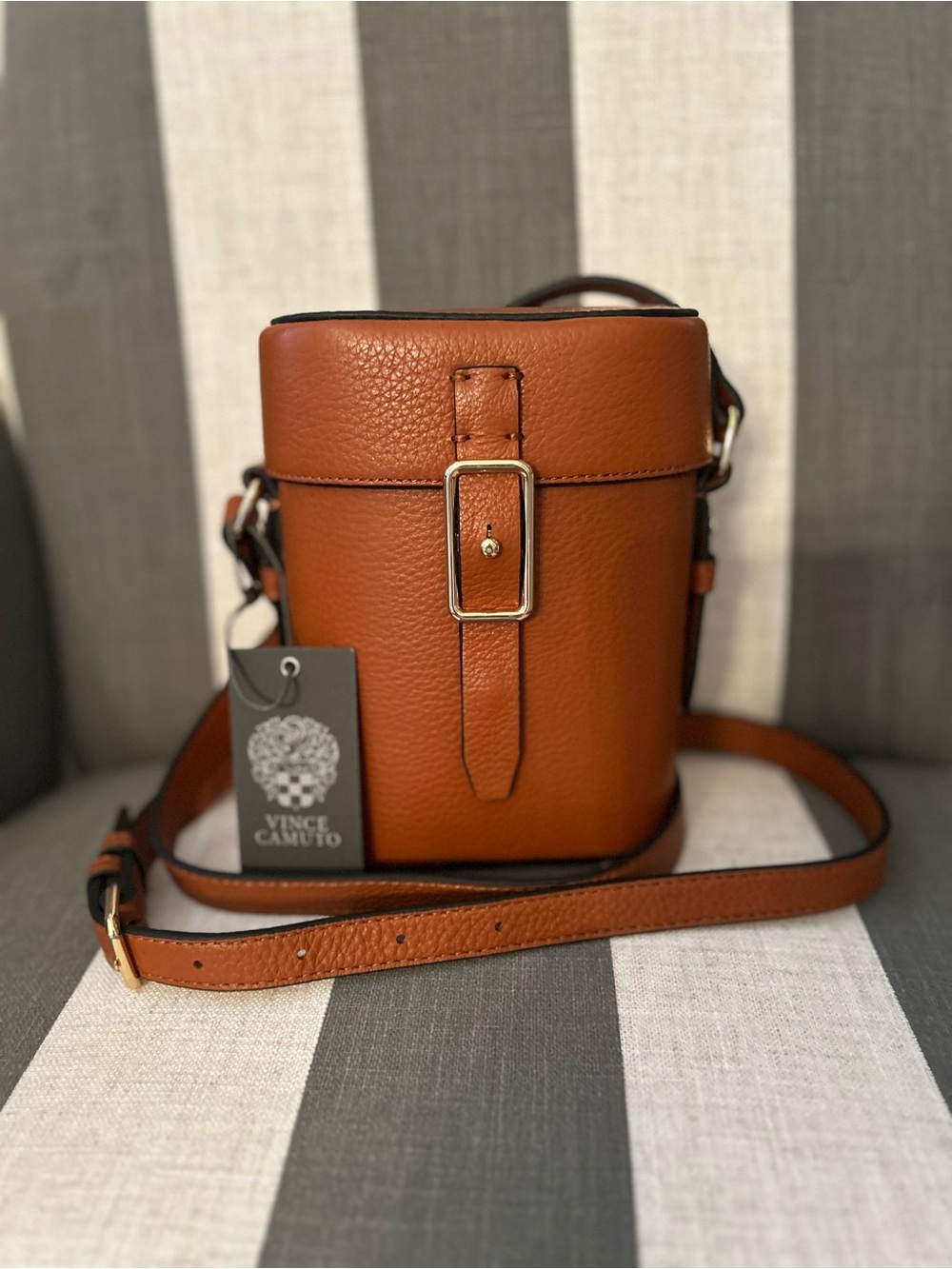 Vince Camuto Pebbled Leather Bucket Crossbody